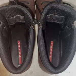 Prada | Shoes | Prada Leather Shark High Top Sneakers Boots  display picture 3